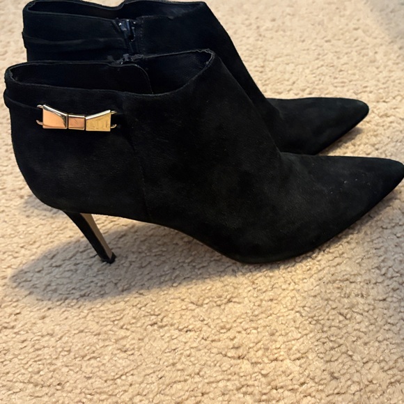 kate spade Shoes - Kate Spade Black Heeled Boots with Gold Accent